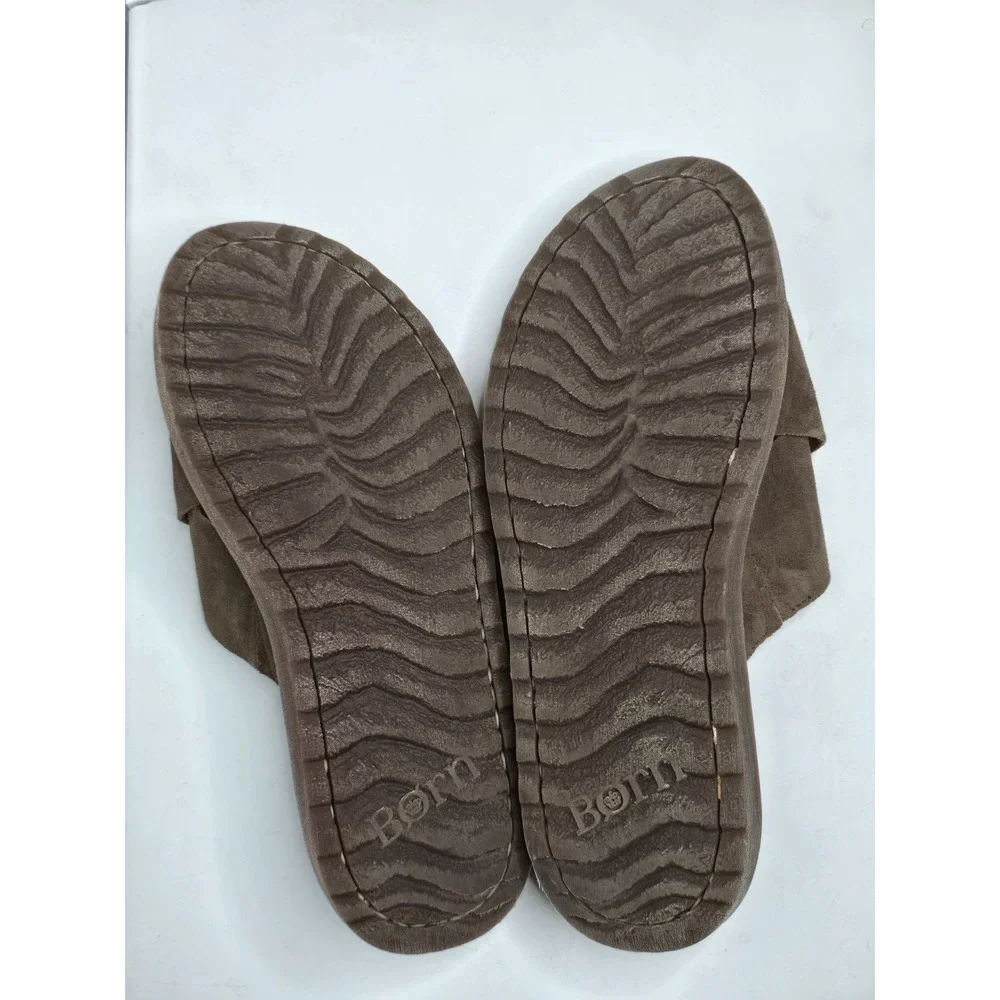 Born Mens Size 12 Getaway Brown Suede Leather Distressed Slide Sandals Shoes